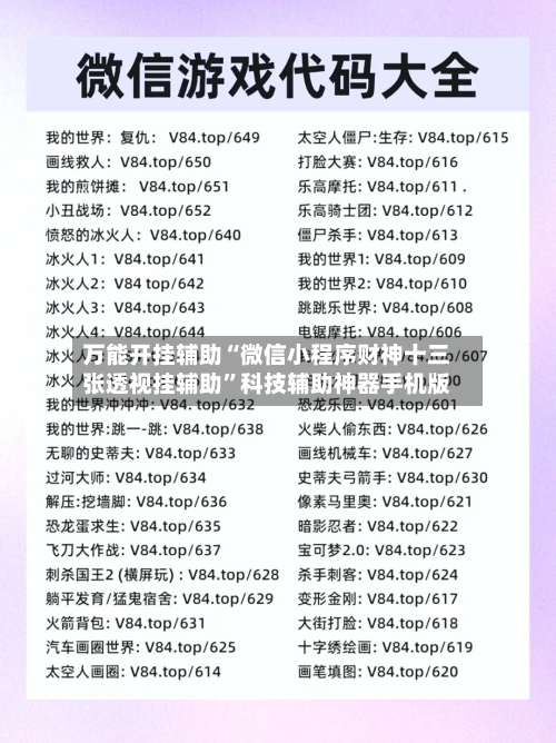 万能开挂辅助“微信小程序财神十三张透视挂辅助”科技辅助神器手机版-第1张图片