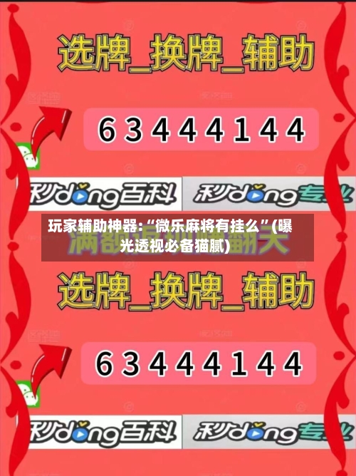 玩家辅助神器:“微乐麻将有挂么	”(曝光透视必备猫腻)-第1张图片