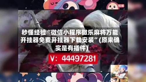 秒懂经验“微信小程序微乐麻将万能开挂器免费开挂器下载安装”(原来确实是有插件)-第1张图片