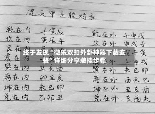 终于发现“微乐双扣外卦神器下载安装”详细分享装挂步骤-第1张图片