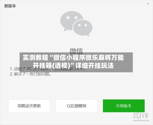实测教程“微信小程序微乐麻将万能开挂器(透视)”详细开挂玩法-第1张图片