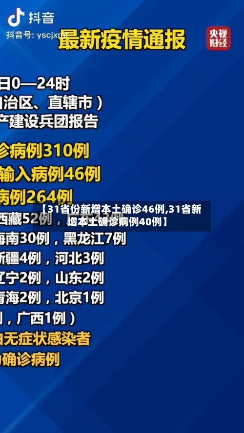 【31省份新增本土确诊46例,31省新增本土确诊病例40例】-第1张图片