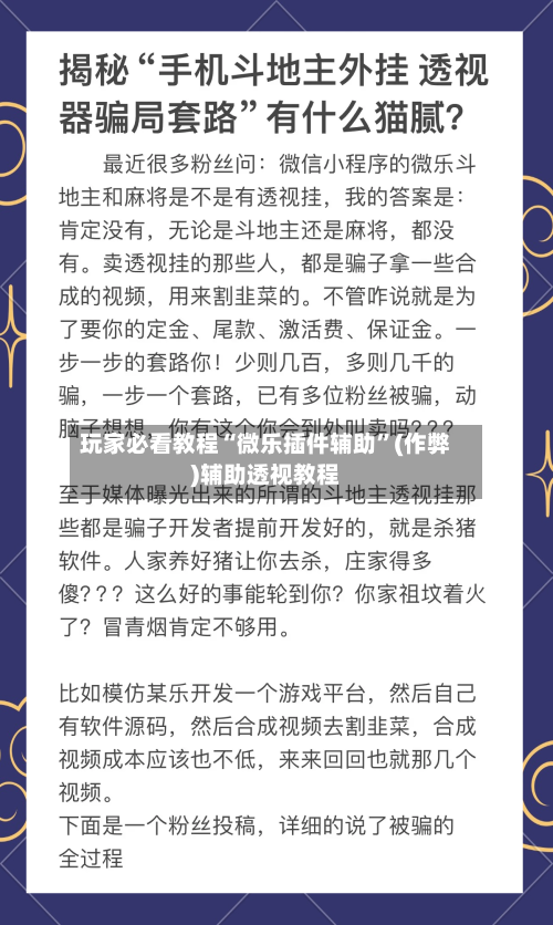 玩家必看教程“微乐插件辅助”(作弊)辅助透视教程-第1张图片