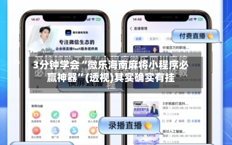 3分钟学会“微乐海南麻将小程序必赢神器”(透视)其实确实有挂-第1张图片