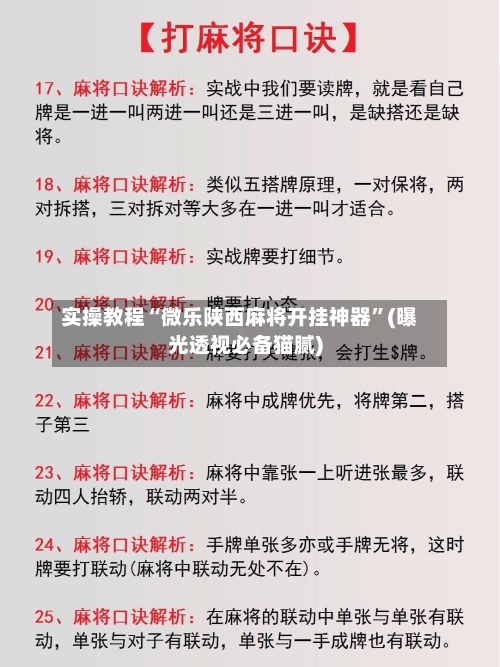 实操教程“微乐陕西麻将开挂神器”(曝光透视必备猫腻)-第1张图片