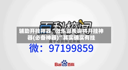 辅助开挂神器“微乐湖南麻将开挂神器(必备神器)”其实确实有挂-第1张图片