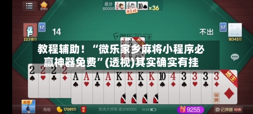 教程辅助！“微乐家乡麻将小程序必赢神器免费”(透视)其实确实有挂-第1张图片