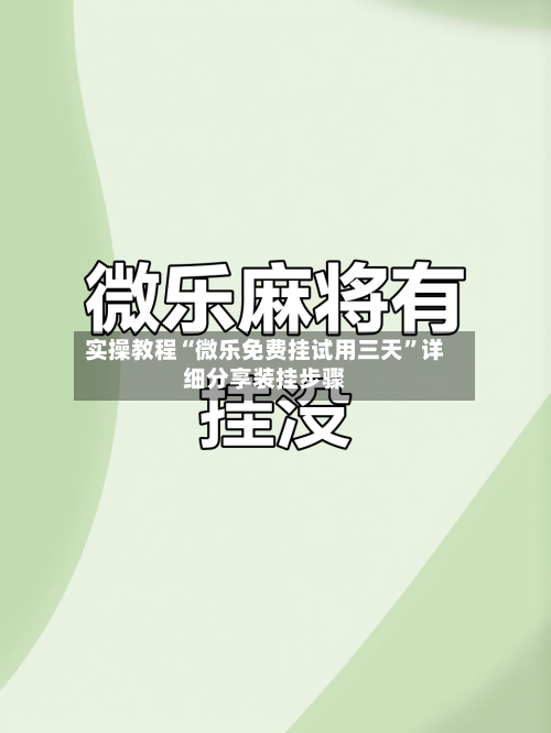 实操教程“微乐免费挂试用三天”详细分享装挂步骤-第1张图片