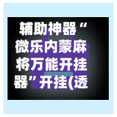 辅助神器“微乐内蒙麻将万能开挂器”开挂(透视)辅助教程-第1张图片