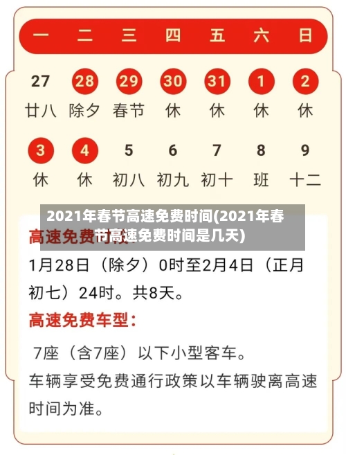 2021年春节高速免费时间(2021年春节高速免费时间是几天)-第1张图片