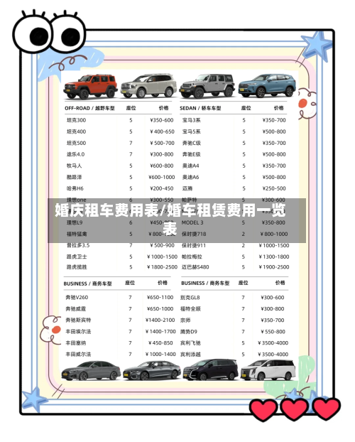 婚庆租车费用表/婚车租赁费用一览表-第1张图片